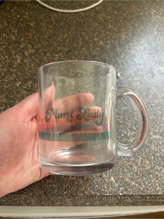 Handmade Other - Plant Lady Clear Glass Coffee Mug with Accent Stripes